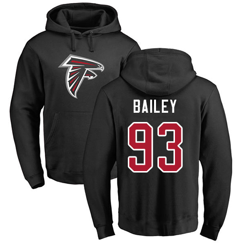 Atlanta Falcons Men Black Allen Bailey Name And Number Logo NFL Football #93 Pullover Hoodie Sweatshirts
